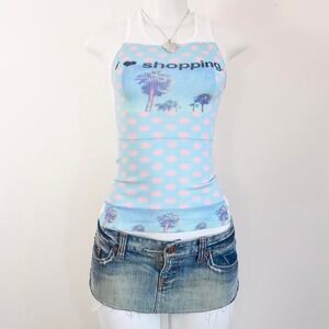 y2k baby tee i heart shopping polka dot tank